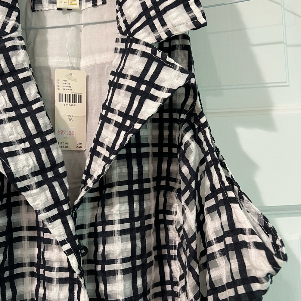 Anthropologie Vintage Black and White Plaid Sleeveless Dress size 16 - Picture 3 of 8